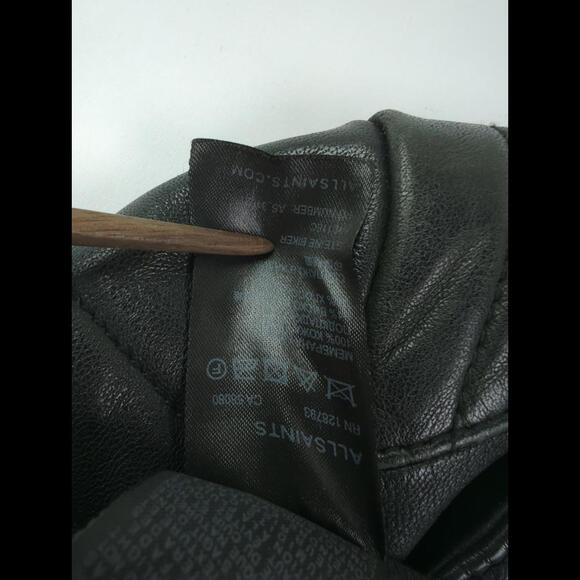 [SOLD] ALLSAINTS Women's Sz 4 S STEINE Black Leather Motorcycle Rider Zip Jacket - Picture 14 of 14